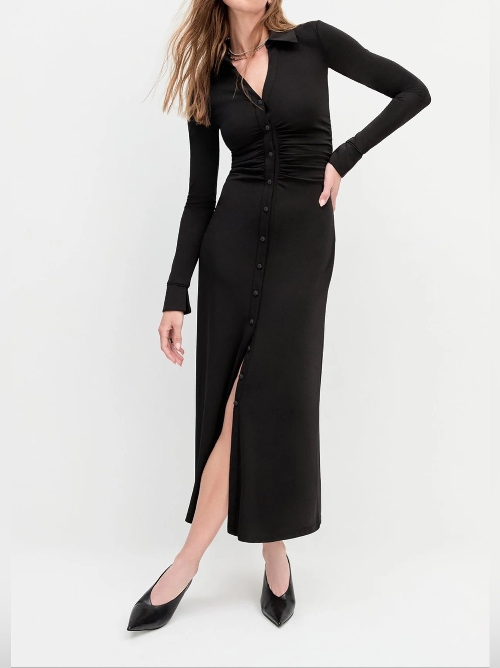 Favorite Daughter Naomi Long Sleeve Maxi Dress Size Medium Black